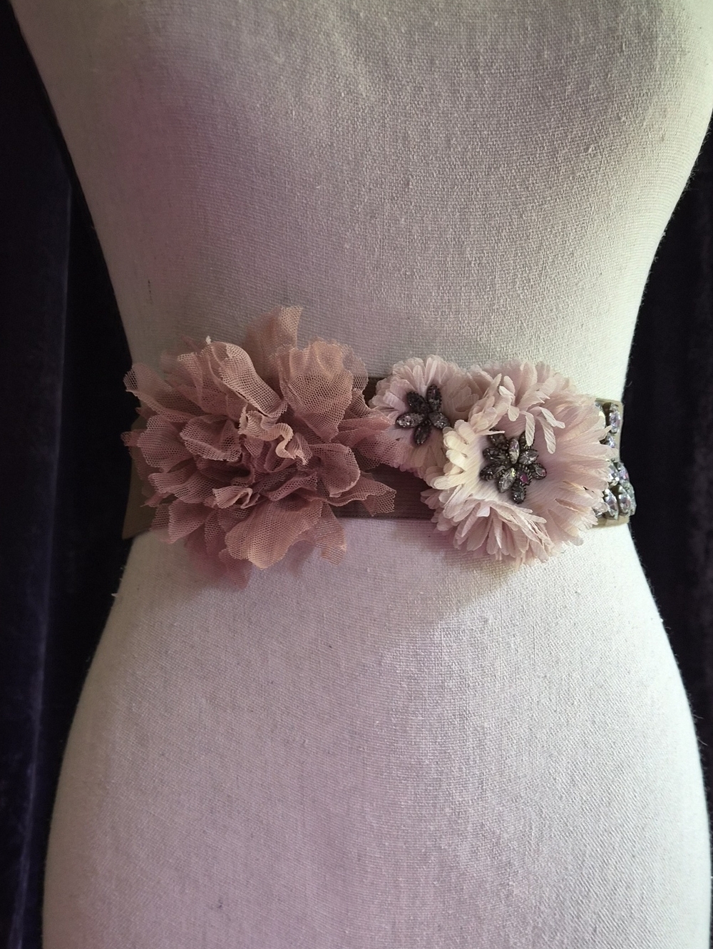 NWOT J. Crew Blush and Ivory Floral Stretch Waist Belt Sz S/M